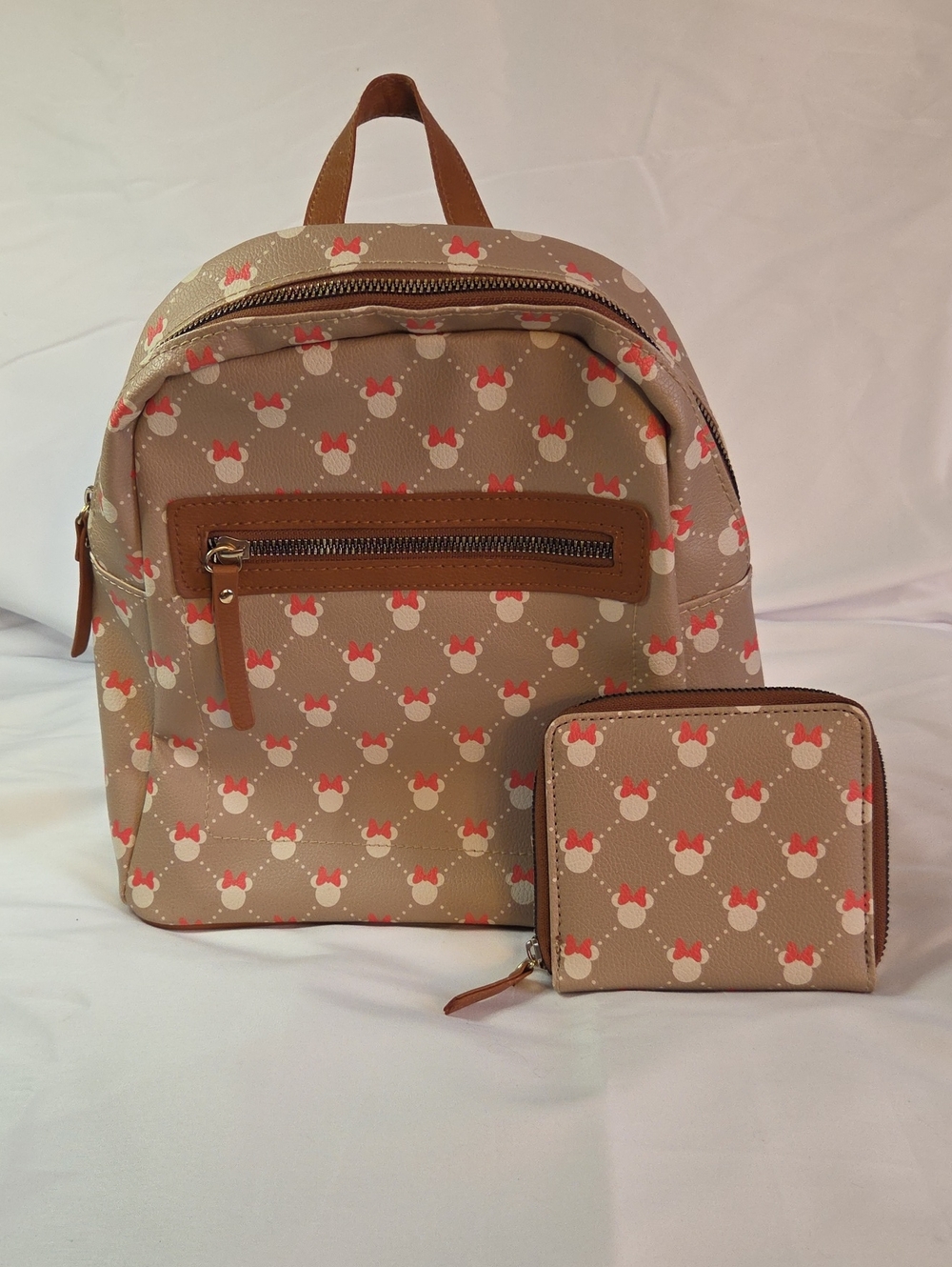 Disney Beige Patterned Mini Backpack and Wallet Set